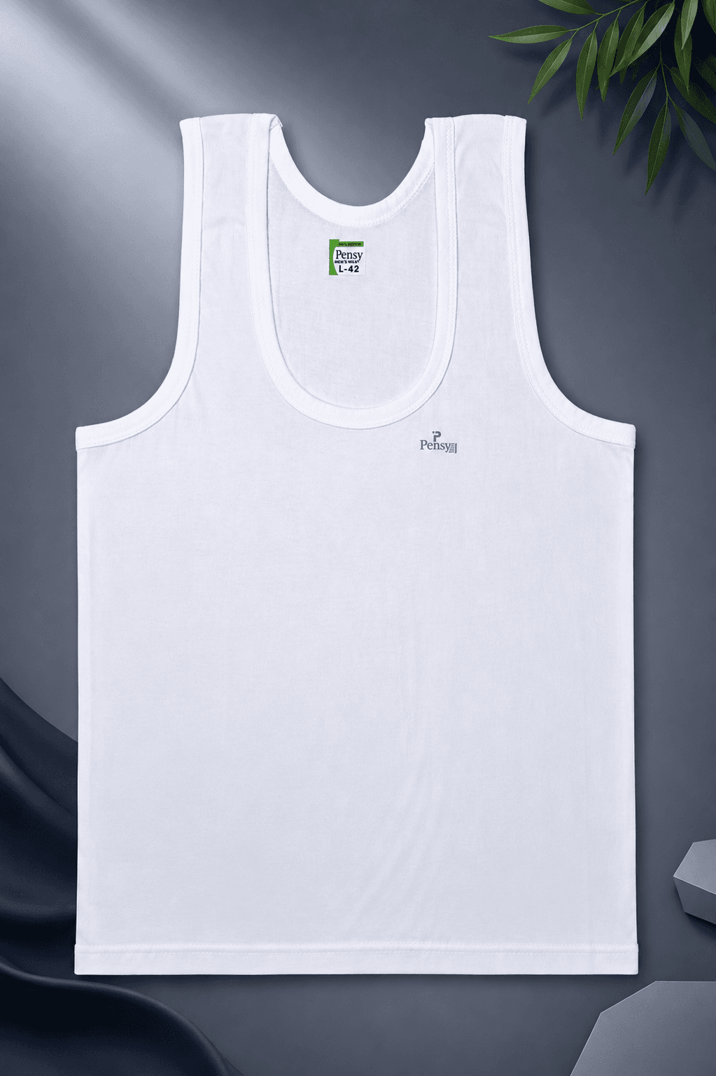 Pensy 100% Combed Cotton Men's Vest (Banyan) in White – Soft Sleeveless Innerwear