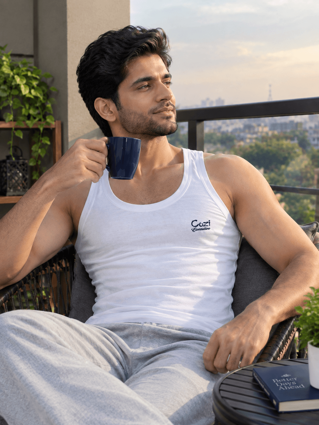 A Person Enjoy Our Premium Cozi Executive Vest called Pure Cotton Vest